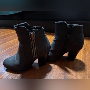 Women's Black Suede Ankle Boots with Side Zip